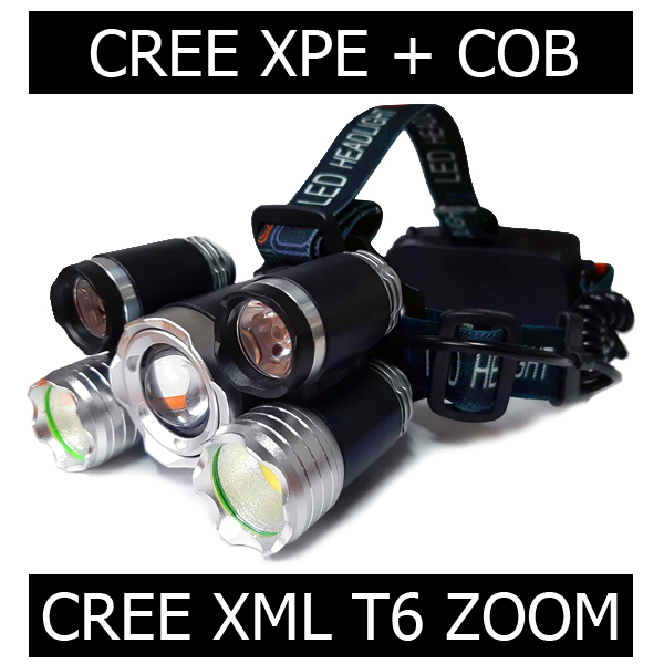 Челник с CREE XML T6 регулуране на фокуса, 2 броя CREE XPE, 2 броя COB, различни режими на светене, aкумулаторни батерии 18650 Челник с CREE XML T6 регулуране на фокуса, 2 броя CREE XPE, 2 броя COB, различни режими на светене, aкумулаторни батерии 18650
