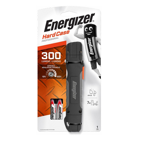Фенер Energizer Hardcase 2AA LED 300 лумена има обхват до 115 метра Устойчив на падане 7 метра IPX4 сертификат устойчив на сур