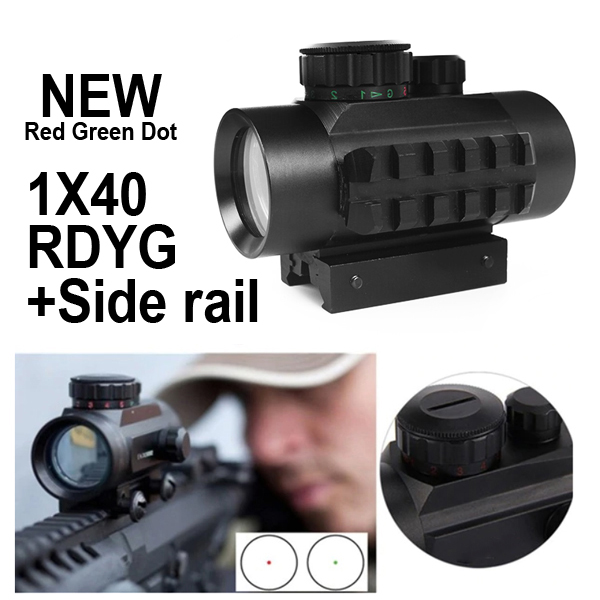 Оптически прицел Бързомер 1x30RDYG / 1x40RDYG със странична релса 5 M.O.A Dot червена и зелена точка и 5 степени за регулиране Оптически прицел Бързомер 1x30RDYG / 1x40RDYG със странична релса 5 M.O.A Dot червена и зелена точка и 5 степени за регулиране
