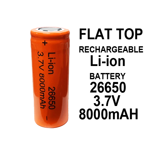 Батерия 26650 8000mAh 3.7V FLAT TOP Литиевойонна акумулаторна батерия 26650 8000mAh 3.7V Lithium-Ion за фенери, фенери за глав Батерия 26650 8000mAh 3.7V FLAT TOP Литиевойонна акумулаторна батерия 26650 8000mAh 3.7V Lithium-Ion за фенери, фенери за глав