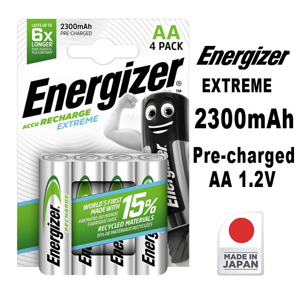 Energizer Extreme NiMH AA батерии 2300 mAh 1.2V Made in Japan Произведени в Япония Energizer Extreme NiMH AA батерии 2300 mAh 1.2V Made in Japan Произведени в Япония