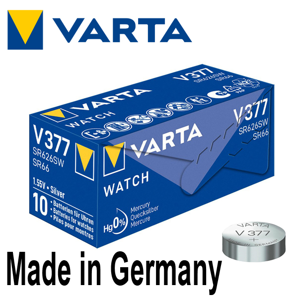 Батерии Varta V377 377 SR626SW 1.55V SILVER Сребърни батерии VARTA 377 комплект от 10 броя батерии