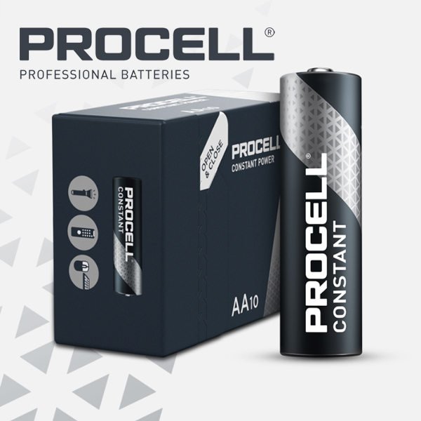 Duracell Procell Constant Alkaline Power AA, LR6, PC1500, 1.5V 3,125 mAh Комплект от 10 броя батерии  Индустриалните батерии P