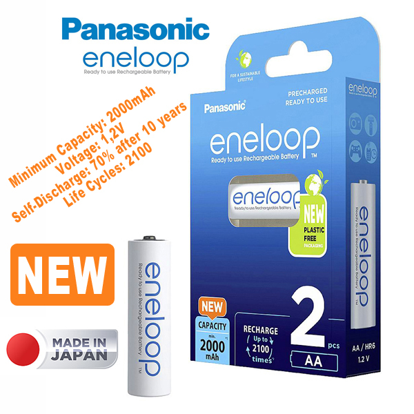 Новите Aкумулаторни Батерии Panasonic Eneloop HR06 AA NiMH 2000 mAh 1.2 V Новите Aкумулаторни Батерии Panasonic Eneloop HR06 AA NiMH 2000 mAh 1.2 V