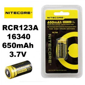 Батерия NITECORE NL166 16340 RCR123A CR123 123 Li-ion 3.7 V 650 mAh