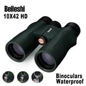 Бинокъл Beileshi HD 10X42 - Широкоъгълен бинокъл с висока разделителна способност и увеличение 10X. Водоустойчив, подходящ за външни условия и ловни дейности. Професионален сгъваем телескоп за лов.
