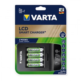 Бързо зарядно VARTA LCD SMART CHARGER + в комплект 4 броя акумулаторни батерии АА 2100 mAh