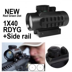 Оптически прицел Бързомер 1x30RDYG / 1x40RDYG със странична релса 5 M.O.A Dot червена и зелена точка и 5 степени за регулиране на яркостта съвместим с 11 mm и 20 mm Weaver и Picati