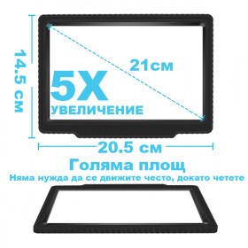 Ергономична лупа с 5X увеличение, идеална за четене на малки текстове, подходяща за възрастни и хора с намалено зрение