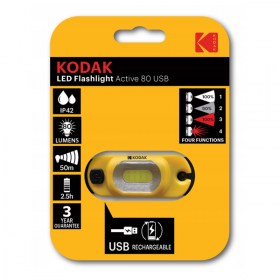 Челник KODAK Active 80 USB предлага 4 режима на осветление, удобна функция за въртене на 365 ° и мощност от 80 лумена Фенер за глава или каската с обхват на светлин