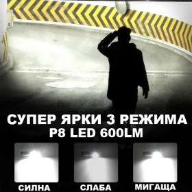 Мощен лек и компактен 3-в-1 P8 LED челник