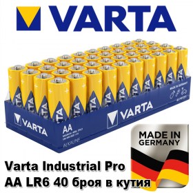Индустриални Алкални батерии VARTA Industrial Pro AA, LR6, 4006 211 111, Mignon, MN1500 1.5V - 40 броя батерии Произведено в Германия