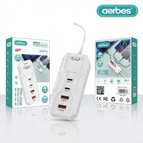 Многопортово настолно зарядно устройство Aerbes 60W с 2 PD Type-C и 2 USB порта, модел AB-PC14