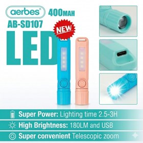 Акумулаторен LED фенер Aerbes AB-SD107 180 лумена с USB-C зареждане и COB лампа
