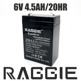 батерия 6V 4.5Ah Акумулаторна батерия RAGGIE 6V, 4.5Ah 20HR батерия 6V 4.5Ah 3FM-4.5AH/20HR Аналози: Rocket ES4-6, Enersys / Yuasa NP4-6, Powersonic PS-640, PS640, Panasonic LC